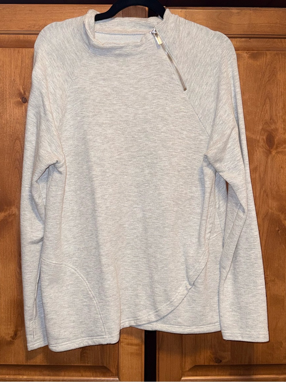 Light Gray Women's Zip-Accent Pullover Sweater (XL)